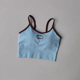 Women's sports bra, color blocked small sling , fixed cup fitness bra, running bra, acceleration, dry training, yoga.