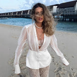 Fashion Solid Mesh Long Sleeved Backless Pleated Prom Dresses Chic Ruffle Bow Lace Up Women Mini Dresses Lady Spring Party Robe