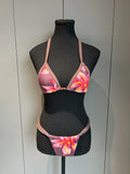 Boho Style Women's Floral Print Swimsuit Sexy Backless Lace-up Swimwear Push Up Thong Bathing Suit Female Bikini Set Beachwear