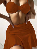 2026 Push Up 3 Pieces Bikini & Beach Slirt Swimsuit Women Strappy Swimwear Female Bathers Bathing Swimming Swim Suit Beachwear