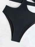 S - XL V Neck High Leg Cut One Piece Swimsuit Women Swimwear Female Bather Monokini Cross Bandage Bathing Suit Swim Beachwear