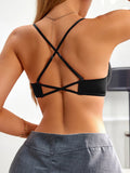Everyday Women's cross-strap backless bra Front closure push-up bra for small breasts Seamless invisible heart-shaped cup bra