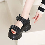 Silver Chunky Platform Sandals for Women Summer Wedge Heels Sport Sandals Woman Comfortable Thick Bottom Casual Sandles Female