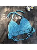 S - XL 9 Colors Crochet Knitted Bikini Top Female Swimsuit Women Swimwear Bather Bathing Suit Swim Hollow Out Beach Top V4194