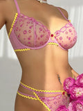 Sexy Ultra-Thin Transparent Flower Embroidered Lace Bra Large Bust Minimizer Anti-Sagging French Bikini Beach Holiday Style BXZL