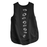 Women Vintage Cotton Linen Tanks Tops Round Neck Floral Print Shirt Summer Sleeveless Blouse Elegant Female Casual Loose Tops