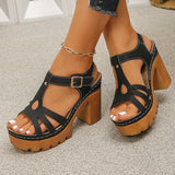 Ankle Buckle Thick High Heels Sandals Women Summer Plus Size Platform Rome Sandals Woman 2026 Super High Heeled Sandalias Mujer