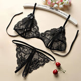 Lace Sexy Lingerie Bra Set Transparent Underwear Erotic Strappy Hollow  Lingerie Set Hot Garter & Thong Women Porn White Bra Set