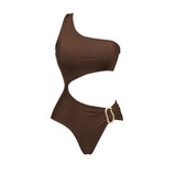 2Pcs Deep V Swimsuit With Long Skirt Women Sexy Swimwear Female Bikini Cut Out Biquini Swim Suit Shiny Button Bodysuit Beachwear