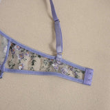 Toucheart Erotic Lingerie Fancy Embroidery See-through Mesh Contrast Color Patchwork Gathertogether Women Delicate Underwear Set