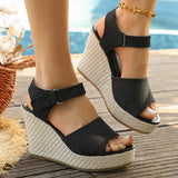 Summer Chunky Wedges Sandals for Women 10Cm Super High Heels Sandals Woman 2026 Casual Ankle Strap Platform Sandles Plus Size 43
