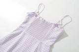 Foridol Spaghetti Strap Tie Up Plaid Dress Women Summer Beach Midi Sundress Strapless Retro Pink Short Vestidos Female Dress