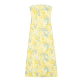 2024 Dress For Women Summer Chic Print Mesh Sleeveless Sexy Side Slit Slim Dresses Wild Beach Resort Style Woman Dress