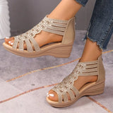 2026 Summer New Style Women's Sandals With Diamond Embellishments Medium High Top Basketball Shoes Rubber Sole Casual Shoes