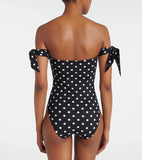 Women's Polka-Dot One Piece Swimsuit with Skirt 2025 Sexy Monkini Trendy Swimwear for Summer Beach Lovers Bathing Suit