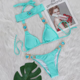Diamond Rhinestone Bikini  Female Swimsuit Women Swimwear Two-Pieces Bikini Set With Hairbands Bather Bathing Suit Swim V3047G