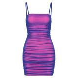 Chic Stacked Reflective Mini Dress Women Sleeveless Show Chest Bodycon Vestidos Summer Party Slim Stretchy Elegant Sheath M888
