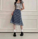 Sweet Skirts Chic Plaid Mini Skirt High Waist A-Line Korean Sle Commute Spring New Arrival Women's Fashion Mid-Length Skirts I3G