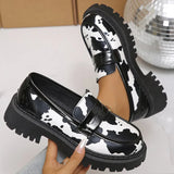 Casual Zebra Stripes Loafers Shoes for Women Spring Autumn Round Toe Platform Women's Loafers Plus Size Shoes Female