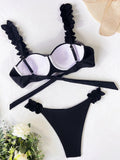Underwired Bra Cup Ruffled Frill Bikini Women Swimsuit Female Swimwear Two Pieces Bikini Set Push Up Bathing Suit Swim Beachwear