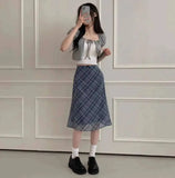 Sweet Skirts Chic Plaid Mini Skirt High Waist A-Line Korean Sle Commute Spring New Arrival Women's Fashion Mid-Length Skirts I3G