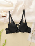 Women's Sexy Lingerie Solid Color No With Steel Ring Gathering Push Up Bra Front buckle Comfortable Close Fitting Bra C2906