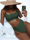 2026 Wrinkled Ruched High Waist Bikini Women Swimsuit Female Swimwear Two Pieces Bikini Set High Cut Bathing Suit Swim Beachwear