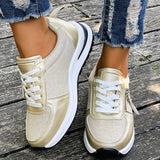 Casual Lace-Up Platform Sneakers for Women Autumn 2025 Solid Plus Size Shoes Woman Non-Slip Zip Female Sports Shoes