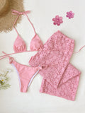 Fashion Triangle Lace Bikini With Pants Set Swimwear Women Shoulder Strap Biquini 3Pcs Set Swimsuits Briefs Sexy 2026 Trendy