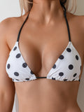 Ladies Black White Polka Dot Print Bikini Set Two-Piece Sexy Strap Backless Design Beach Vacation Swimwear Collection