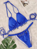 2025 Halter Luxury Rhinestone Diamond Bikini Female Swimsuit Women Swimwear Two-pieces Bikini Set Bather Bathing Suit Swim Lady