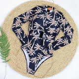 2025 Women's Rashguard Long Sleeves One Piece Swimsuit Patchwork Swimwear Zipper Monokini Surf Bathing Suit Sports Bodysuit S-XL