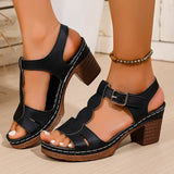 2025 Summer Chunky Heels Sandals for Women Lightweight Plus Size Platform Sandles Woman Thick High Heeled Gladiator Sandalias 43