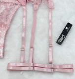 sexy lingerie embroidered see-through mesh bra with underwire four-piece set
