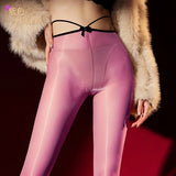 Glossy Silky Ultra-Thin 3D Waistline Seamless Sexy Summer Black Pantyhose Solid Color Smooth Pure Desire Pantyhose Elegant LAZY