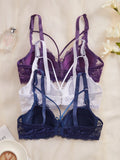 3Pcs Sexy Lace Women's Bra Crisscross Straps Underwire Push-Up Bralette Thin Soft Fashion Lingerie