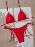 Triangle Halter String Thong Bikinis 2026 Women Sexy Swimsuit Solid Heart Swimwear Female Bathers Bathing Swimming Swim Suit