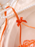 Sexy Orange Lace Lingerie Set Women Push Up Bra and Panty Set Butterfly Bow Underwear Female Intimates Sleepwear ZA824057