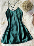 Summer Breathable Sexy Backless Camisole Nightdress for Women, Fashionable Nightgown Faux Mini Dress, Home Sleepwear