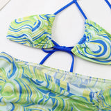 3 Pieces Bikini Set With Skirt  Tie Dye String Thong Bathing Suit Women Swimsuit Female  Swimwear Beach Wear Swim Lady Summer