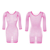 1PC Women Sexy Fishnet Beach Cover Up Long Sleeves Hollow Out Bodycon Dress See Through Summer Swimwear