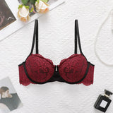 Girls' cross hollow steel ring bra, red lace women's sexy underwear, spring and summer new products J2485