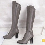 2020 fashion high heels women knee high boots pu leather office ladies dress shoes spring autumn boots woman big size 34-43 63