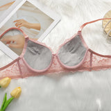 Beautiful Design Sexy Underwear Women's Pink Lace Underwear Back Button Bra Top Flower Comfortable Close fitting Underwear B6048