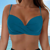 Women's Sexy Bikini Bra Fashion Push Up Underwear Swimsuit Solid Color Cross Tie Bra Pad No Steel Swimsuits Bikini Lenceria