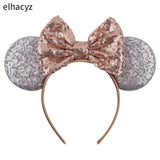 2025 Chic Disney Embroidery Sequin Minnie Ears Headband DOT Bow Hairband Girls Women Party Head Wear Kids DIY Hair Accessories