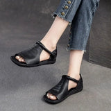 2026 Women's Summer Solid Color Retro Outdoor Casual Comfortable Flat Sandals  Beach Sandal