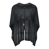 Womens See-through Knitted Cover-ups Poncho Solid Color Asymmetric Tops Cape for Daily Beach Shawl Summer Fall