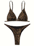 High Cut Micro Bikini Women Brown Leopard Bandage Push Up Bra Swimsuit Sexy Bathing Suit Padded Thong Swimwear Biquini 2026