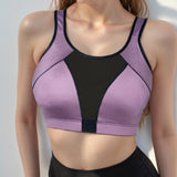 Women Sports Bra Sheer Mesh Patchwork Racerback Yoga Bra Breathable Quick Dry Workout Crop Top Gym Running Fitness Underwear
